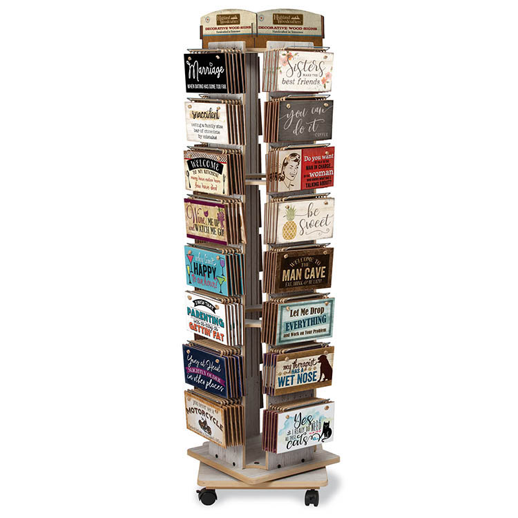 4-way Floor Sticker Display Rack Rotating With Casters Better Sales